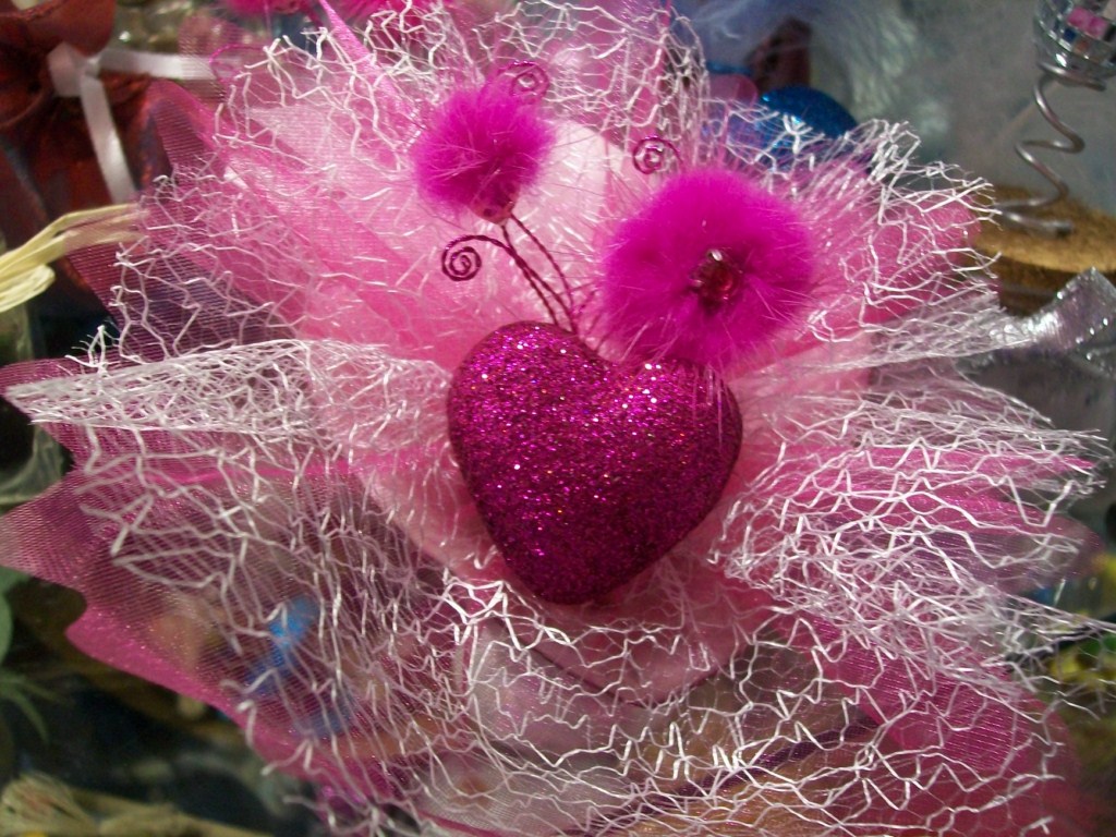 balloti tulle à dragées coeur pailleté mariage